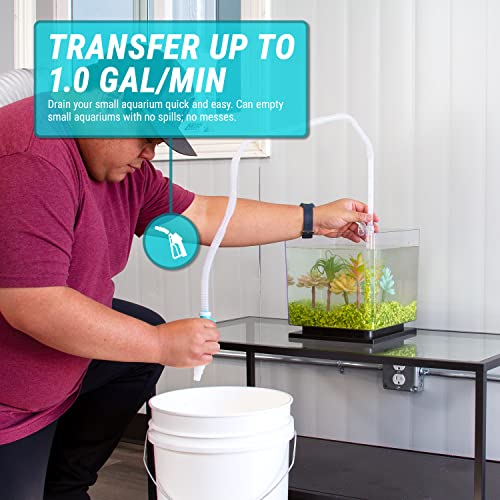 TERA PUMP 2PK Nano Aquarium Gravel Cleaner (1 GPM) BPA-Free, Built-in Filter & Suction Cup, Ideal for 10 Gallon Aquariums or less - size: Nano (2PK)