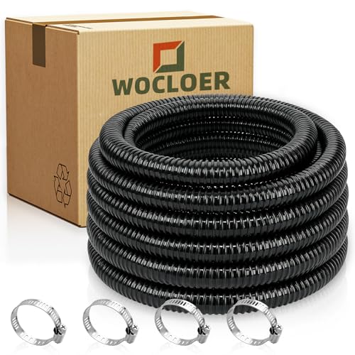 Pond Tubing 1” × 50 Feet Black Flexible PVC Pond Hose,Garden Pond PVC Tube - Reinforced, Kink-Resistant Tubing for Pumps, Fountains & Waterfalls, with 4 Clamps,1" Dia - size: 1 Inch., style: 50FT