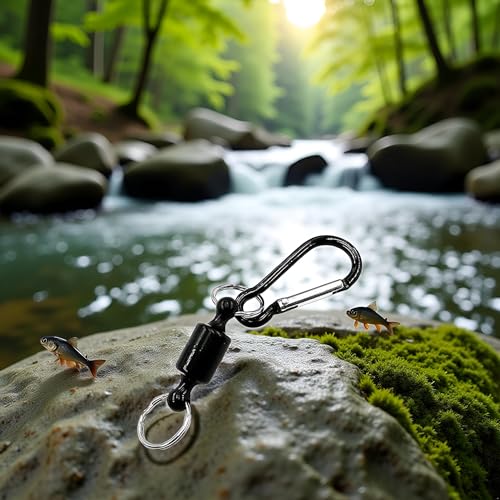 Black Fishing Strongest Magnetic Net Release Magnet Clip Holder Retractor, Quick Release Keychain with Super Strong Magnet, KeychainMagnet Carabiner Fly Fishing Magnetic Buckle Fishing Equipment