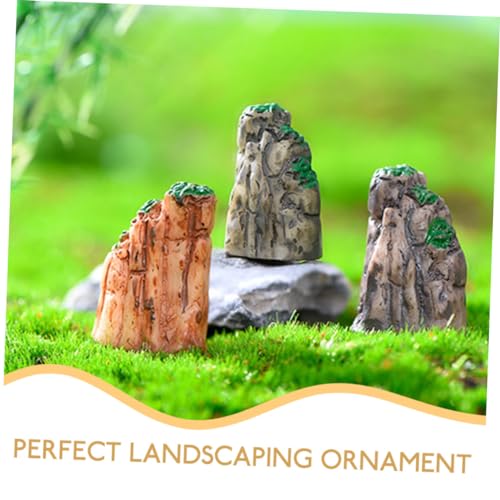 BESPORTBLE 6Pcs Mini Resin Rockery Decoration for Fish Tank Realistic Micro Landscape Statues Aquarium Decor Moss and Detailed Features