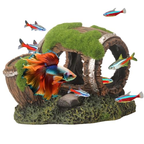 Betta Fish Cave Aquarium Hideout, Aquarium Tank Decor Accessories, Fish Tank Ornament Large - color: Large Horizontal Dual Cask