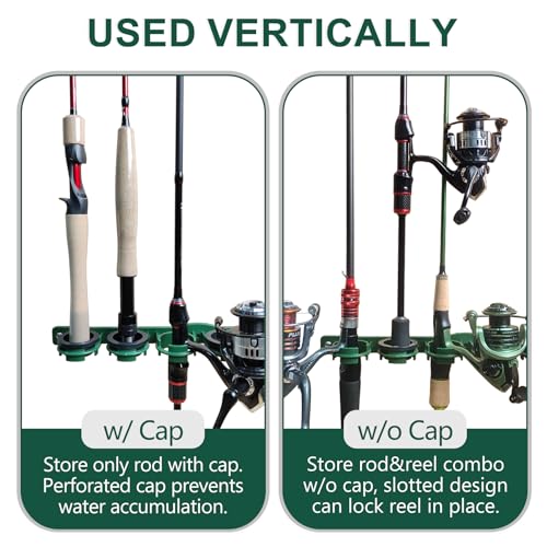 Aventik Vertical/Horizontal Fishing Rod Holder For Garage, Wall, Ceiling Holds Up To 6/12 Fishing Pole Holders（2 Pack Green） - style: 2 Pack Green