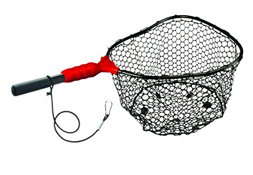 EGO Wade Floating Fishing Net, Lightweight Aluminum Handle, Rubber Mesh Landing Net with Adjustable Tether, Kayak & Wade Fishing Net, Minimal Drag & Hook-Free Design - size: 11", style: Red
