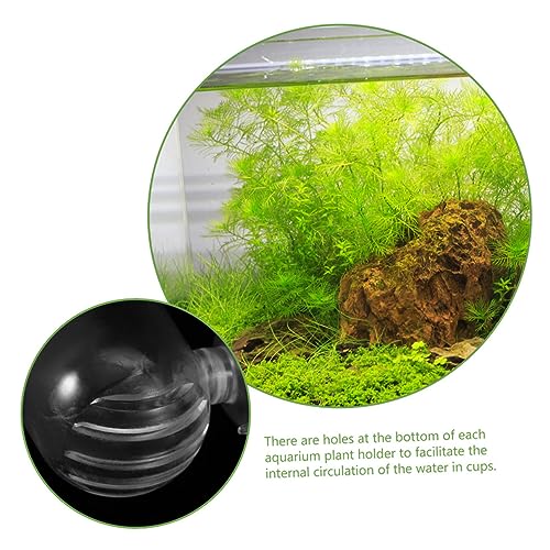 BESPORTBLE 8pcs Acrylic Aquarium Plant Holder Cups for Fish Tank Multi-use Feeding Tool and Planting Holder and Easy to Install for Aquatic Plants and Decoration