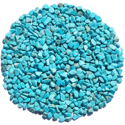 QYGL Crystal Stone - 0.9LB Howlite Turquoise Crystal Chips Bulk, Decorative Tumbled Gemstones for Fish Tank Gravel, Vase Filler, DIY Crafts, Plant Pots & Home Decor - color: Turquoise