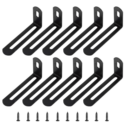 2.6"x1.3"x0.6"Adjustable Right Angle Brackets Metal L Bracket Heavy Duty 90 Degree Corner Fastener L-Shape Corner Brace Support Black Shelf Bracket , 10Pcs - size: 2.6"x1.3", style: BLACK/10PCS