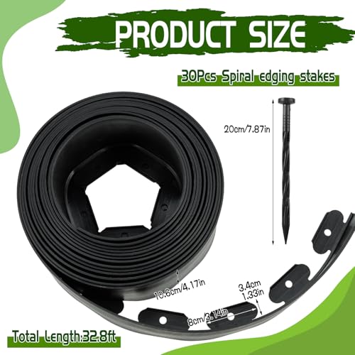 30 Ft Planting Grow Rings with 30 PCS Spikes Plant Rings for Outdoor Plants Planting Ring for Separate Rock and Maintain Moisture (30)