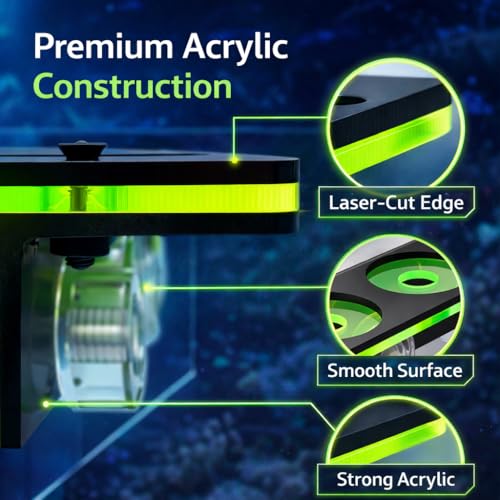 kcrygogo Coral Frag Holder Acrylic Coral Rack with Powerful Double Suction Cup and Placstic Screws Suitable for Household Fish Tanks (2pcs 3 Plug Hole,Fluorescent Green and Orange)