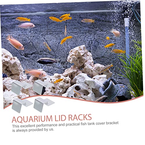 balacoo 4pcs Stainless Steel Aquarium Lid Racks Fish Tank Cover Holders for Glass Easy to Install and Support for Cleaning and Water Changes