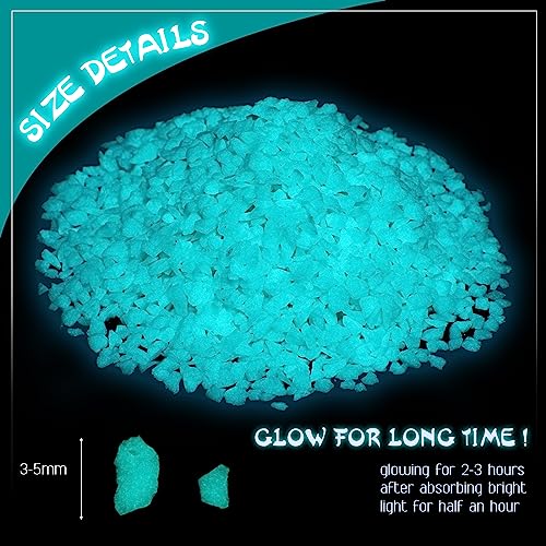 Wesiti Glow in the Dark Gravel, Fluorescent Glow in the Dark Rocks Decorations Fish Tank Rocks Decorative Aquarium Gravel Stones for Garden Room Planter Aesthetic, 300g/ 0.66lb (Blue Green, 3-5 mm) - color: Blue Green, size: 3-5 mm