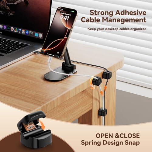 12Pack Rotatable Cord Organizer,Spring Cable Clips Desk Cable Management Cord Holder Adhesive Phone Charger Cord Clips for Home Office Car Wall Nightstand Accessories, Black - color: Black, size: 12Pack