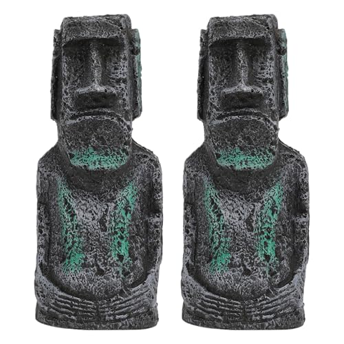 2Pcs Easter Island Statue, Resin Replica Easters Island Imitation Stone Statues Easter Head Artificial Fish Decorations Lifelike Aquarium Equipment Landscape Resin Ornament - size: Roman Portrait*2pcs