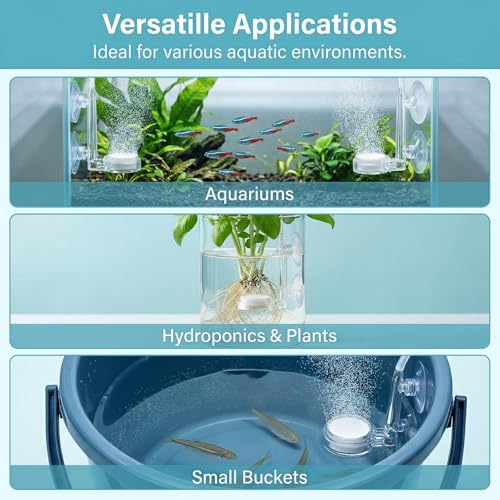 0.9 Inch Aquarium Air Stone Fish Tank Nano Bubble Stone Kit with Control Valve Ultra-High Dissolved Oxygen Diffuser for Aquarium Fish Tank and Small Bucket(Pump and Tubing Not Included)