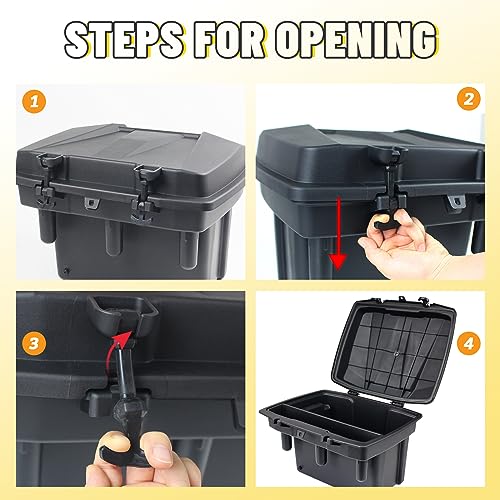 Rear Cargo Storage Box 21L Compatible with 2016-2025 Polaris Ranger/Ranger XP 500 570 900 1000, Polaris General 1000 Accessiories UTV Removable Waterproof Bed Box with Top Tool Tray