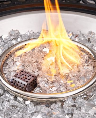 NUPICK 20 lb 1/2 Inch Reflective Fire Glass, Safe, Non-Blackening, Eco-Friendly, Sparkly, Modern, Contemporary, Indoor/Outdoor - color: Clear, size: 20 Pound (1/2")