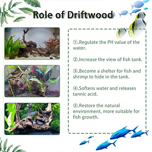 Tfwadmx Natural Driftwood Aquarium Decor Wood Branches, 3 Pieces 7-9.5" Fish Tank Driftwood Decoration, Terrarium Mopani Wood for Aquarium Freshwater Reptile Tank - size: Medium: 7-9.5"（3Pcs）
