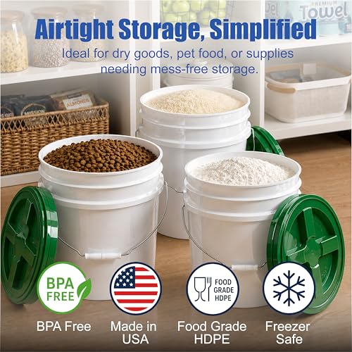 ePackageSupply 3.5 Gallon Bucket with Lid - Food Grade Bucket with Airtight Gamma Seal Screw-On Lid, 90 Mil Heavy Duty HDPE Plastic, BPA Free, for Bulk Food Storage, Made in USA - Green, 1 Pack - color: Green, size: 1 Pack