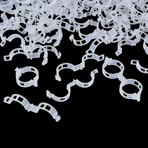 200Pcs Garden Vine Plant Support Clips,Plastic Fixing Clips for Securing and Training Climbing Plants,Tomatoes,Grapes,Vine Vegetables and Potted Plant (200, White) - color: White
