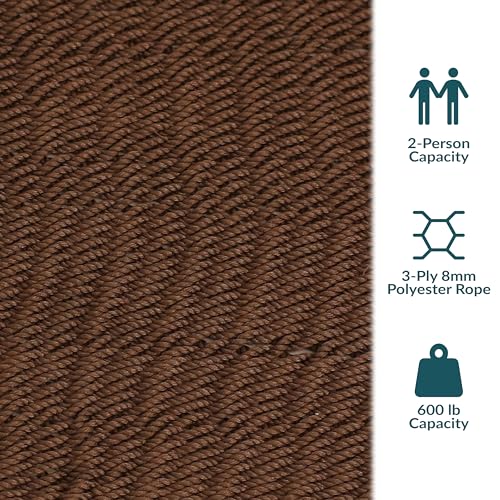 Sunnydaze Soft-Spun Polyester Rope Double Hammock for Outside - 600-Pound Weight Capacity Extra Large Hammock - Mocha - color: Mocha