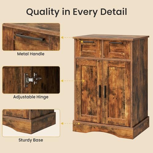 10 Gallon Aquarium Stand, Fish Tank Cabinet with 2 Drawers, Aquarium Stand for 5-10 Gallon Fish Tank Accessories Storage, 20.5" x 11.0" Tabletop, Rustic Brown PTBX02BR - color: Rustic Brown, size: 5-10 Gallon