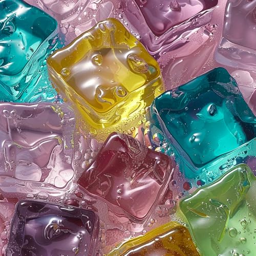 HappyFiller 76 PCS 0.7 Inch Multi Colors Fake Crystal School Counting Plastic Ice Cubes Acrylic Artificial Square Rocks for Photography Props,Food Display,Vase Filler,Table Scatters,Arts Crafts - color: Multi Colors