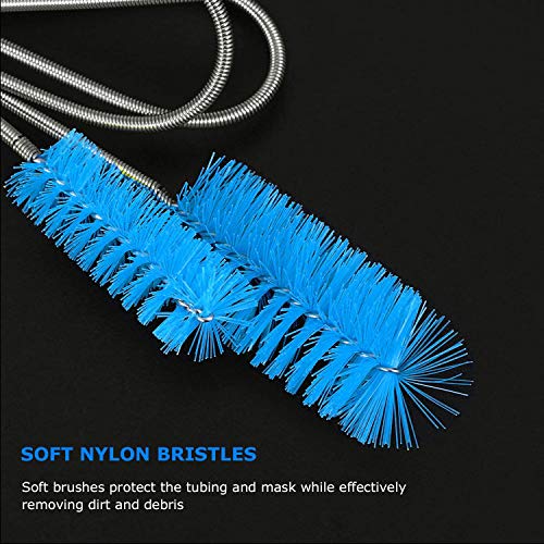 CPAP Tube Cleaning Brush-7 Feet Flexible + 7 Inches Handy Stainless Steel Wire Bristle Brush- Fits for Standard 22mm Diameter Tubing (Blue)