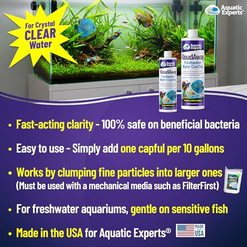 KloudAway Freshwater Aquarium Water Clarifier - Clears Cloudy Water, Water Clarifier for Fish Tank, Made in USA, Aquatic Experts, (500 ml) - size: 500 ml (16.9 oz)