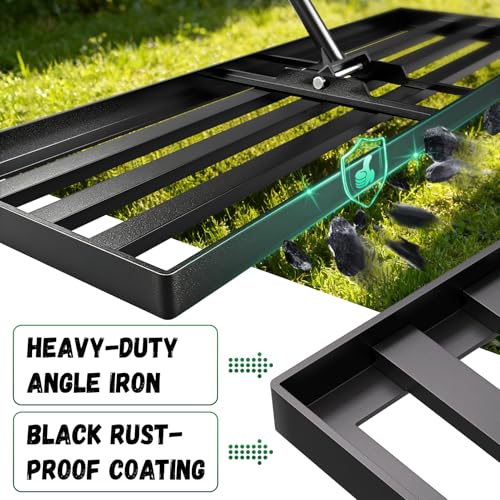 48X12 inch Lawn Leveling Rake,Leveling Rake 78" Long Handle, Yard Level Rake,Heavy Duty Leveling Rakes Suit for Garden,Golf Lawn and Farm,Effort Saving Tool for Soil Grass Golf Field - size: 48x12in
