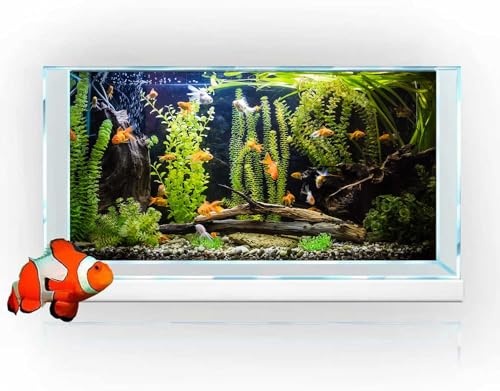 Aquarium Background, River Bed & Lake Tropical Undersea Tree Branch Aquatic Plant Fish Tank Background, 6 EVA Double-Sided Tapes 48x24 inches/120x60 - color: orange, size: 48"L x 24"W