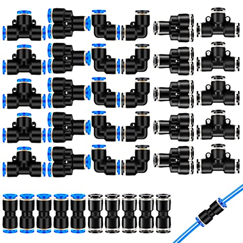 ELANE 40 Pcs Quick Connect Air Hose Fittings,Air Line Fittings 3/8 Air Hose Fittings,Quick Connect Air Fittings - size: 10mm-3/8"