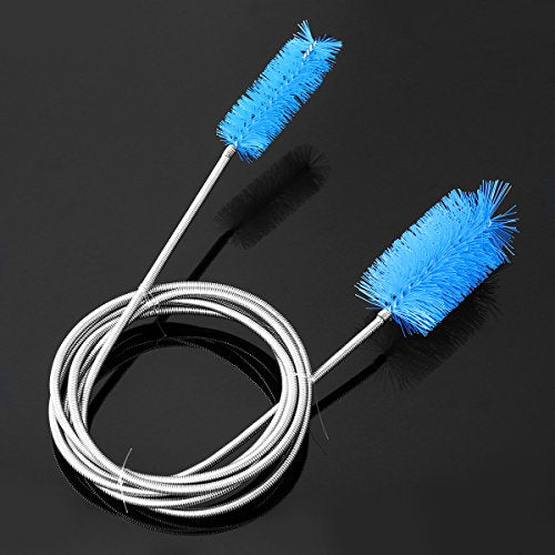 UEETEK Stainless Flexible Cleaning Brush Double Ended Canister Filter Tube Hose Pipe Clean for Fish Tank Aquarium (Sky Blue)