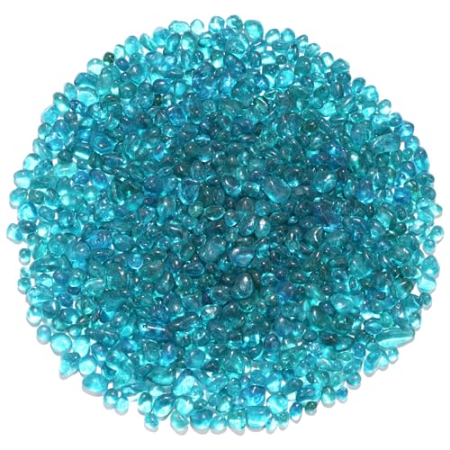 QYGL Sea Glass Stones - Turquoise Clear Glass Pebbles Gemstones - Perfect for Aquarium Rocks, Fish Tank Gravel, Vase Fillers, DIY Crafts, and Home Decor (0.9LB/14oz) - color: Turquoise