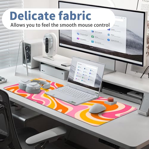 Boho XL Mouse Pad Large Desk Mat Extended Keyboard Mouse Pad Abstract Mousepad with Non-Slip Base and Stitched Edge Minimalist Mouse Mat Desk Pad 31.5 x 11.8 in Mouse Pads for Desk Home Office Gaming - color: Boho Abstract