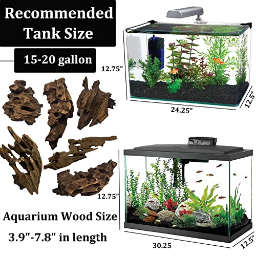 PINVNBY 6 PCS Natural Driftwood for Aquarium Decor 3.9" - 7.8" Large Driftwood for Reptile Tank Fish Aquarium Driftwood Branches Terrarium Decoration Assorted - size: 3.9" - 7.8"