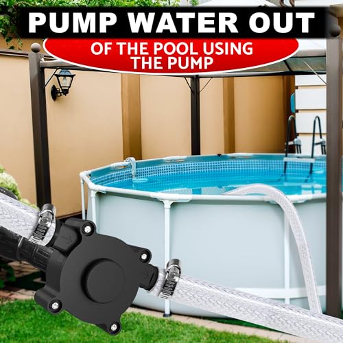 Portable Electric Drill Pump For Water - Self Priming Liquid Transfer Drill Powered Water Pump for Pool Cover Draining, Rain Barrels and Garden Watering | Easy Hose Clamp Setup. Great for Warm Season