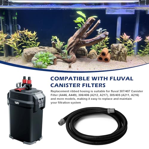 A20015 Ribbed Hosing fit for Fluval 304/305/306/307/404/405/406/407 Canister Filters, Replacement for Fluval Aquarium Filter Tubing, 9.8Ft Hose - Enhances Aquarium Filtration System Performance