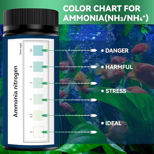 DIPSTIK Ammonia Test Strips for Fish Tank,Feshwater & Saltwater Aquarium Water Test Kit (50) - color: Ammonia