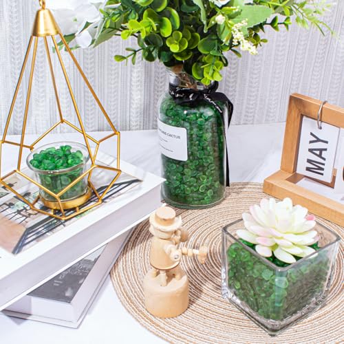 Keedolla Green Fish Tank Gravel Aquarium Frosted Glass Rocks, 0.5 Lb Mini Fish Tank Pebbles Stones Marbles for Vase Fillers, DIY Crafts and Succulent Plants Decor, 6-9mm - color: Green, size: 0.5 LB