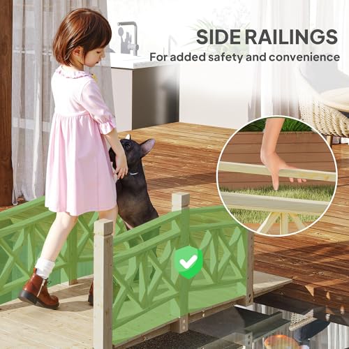 Outsunny 5 ft. Wooden Garden Bridge with Safety Rails, Backyard Bridge Footbridge for Ponds, Creeks, Streams, Nature Wood - color: Nature Wood