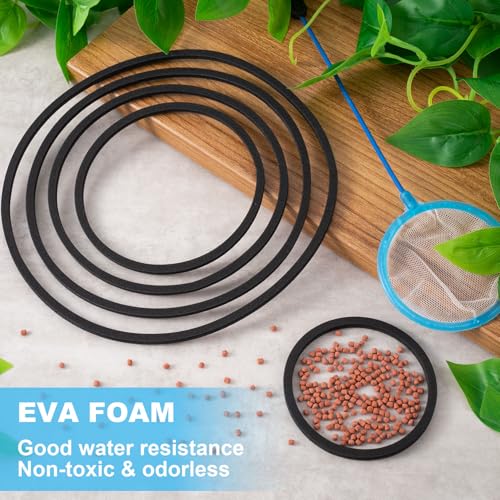 PAGOW 10pcs Fish Feeding Rings Set, 5 Sizes Round Floating Aquarium Plant Corral, Fish Tank Aquarium Accessories for Betta (Black)