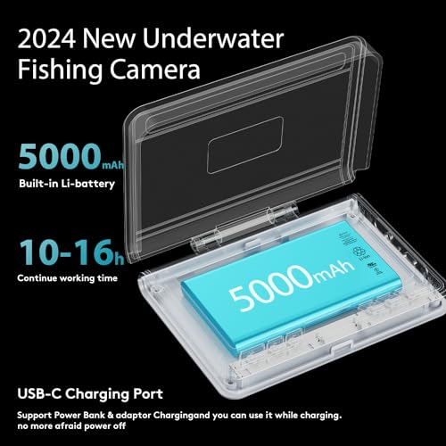 FourQ Underwater Fishing Camera, 220° Ultra-Wide Angle Video Fish Finder with 4.3" HD LCD Monitor, 5000mAh Battery, 65ft Waterproof Cable & IR Night Vision for Ice Lake Boat Kayak Fishing (65FT) - size: 65FT