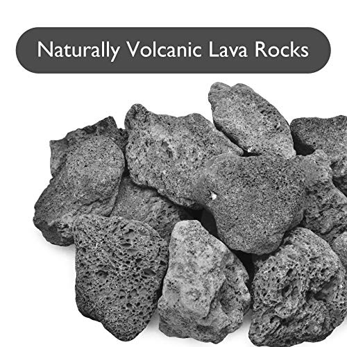 Skyflame 10LB Natural Lava Rocks for Fire Pits, Fire Tables, Fireplaces, Garden Landscaping Decoration, Indoor and Outdoor Use, 3"-5" Sizes, Black - color: Black, size: 3"-5"