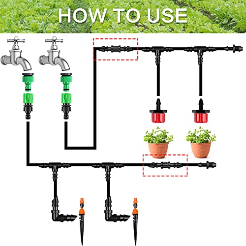 Drip Irrigation Coupling Fittings-110 Pieces Couplers for 1/4” Tubing,Barbed Connectors for Drip or Sprinkler Systems - size: 110P-Coupling Fittings