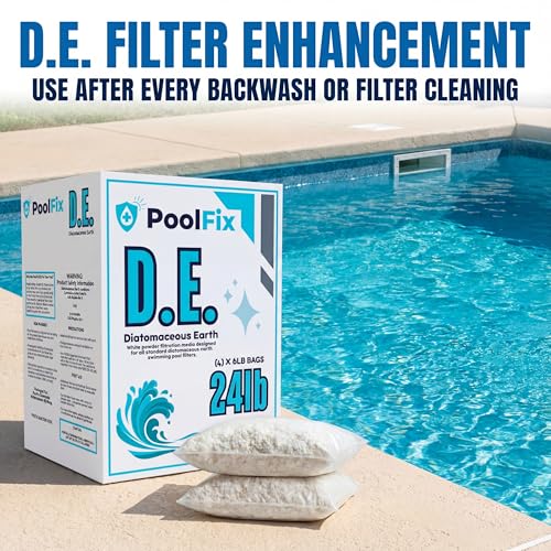 DE Pool Filter Powder – Diatomaceous Earth Pool Filtration Media – DE Filter Powder for Water Clarity - 24LB Bags for Crystal Clear Swimming - size: 24 Pounds