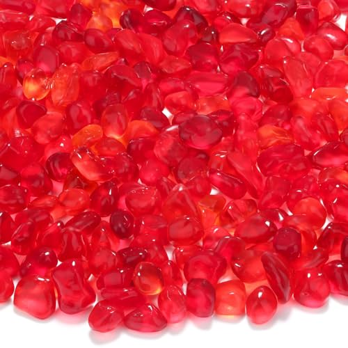 YATOJUZI Aquarium Gravel Fish Tank Rocks 0.85lb Sea Glass Stones for Crafts Decorative Frosted Glass Pebbles for Aquarium Fish Tank Vase Filler DIY Home Decor (Red) - color: Red