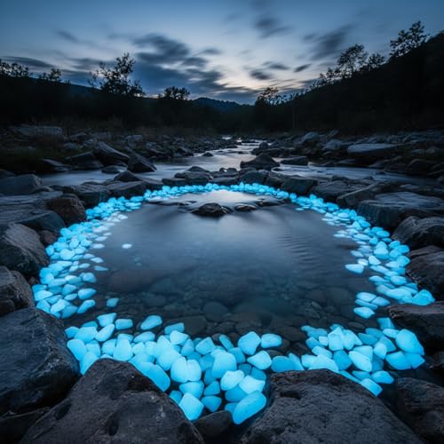 Shiny Stone Glow in The Dark Aquarium Gravel Sand, Sky Blue, 15-22mm | Neon, 305g/0.67lbs, Decorative Rocks for Fish Tank, Fairy Garden, Home Decor - color: Sky Blue, size: 15-22mm