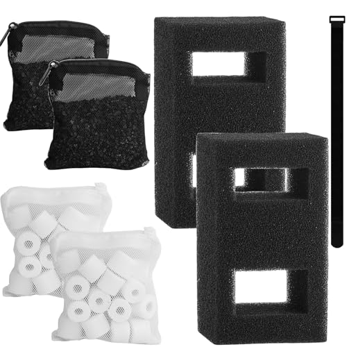 Aquarium Filter Media Replacement Kit, Filter Media for Fluval Flex, SPEC, EVO & Betta Fish Tank, Fish Tank Accessories Includes Foam, Carbon Refills, Ceramic Rings & Cord