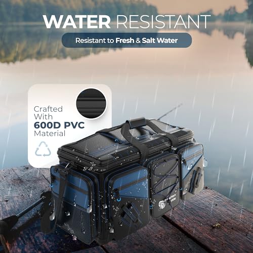 Reaction Tackle Fishing Tackle Bag – Salt Water Resistant Fishing Bag, 1000D PVC Waterproof Material, Tackle Box Organizer with Dividers for 3600 or 3700 Trays - color: D: XL Bag (without trays)