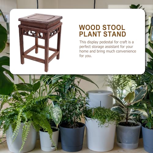 HOMSFOU Chicken Wenge Wooden Flower Stand Small Indoor Plant Holder Vase Display Rack Chinese Style Decorative Base 5.51X3.54X3.54 Inches - size: 14X9CM