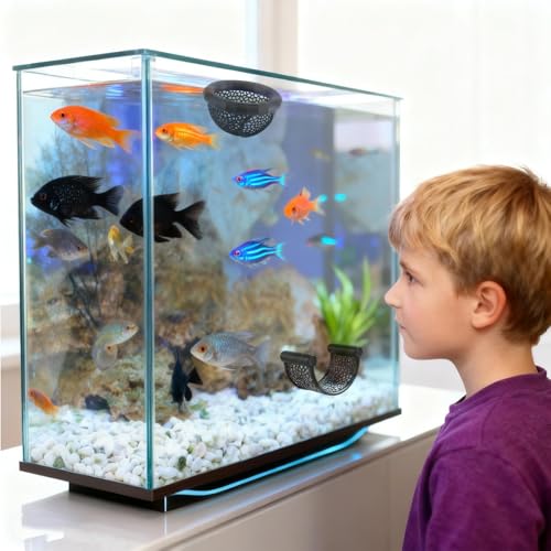 3Pcs Betta Hammock Floating Fish Rest Platform, Black Floating Betta Bed & Betta Hide for Aquarium, Fish Tank Decorations Accessories Set for Small Fish, Shrimp & Corydoras, Floating Resting Leaf